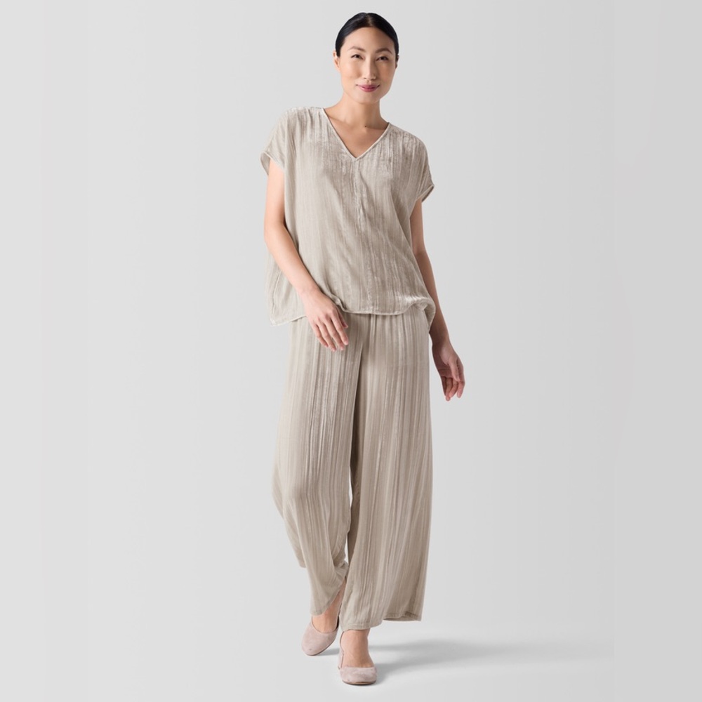 Eileen Fisher Crushed Velvet V-Neck Square Top